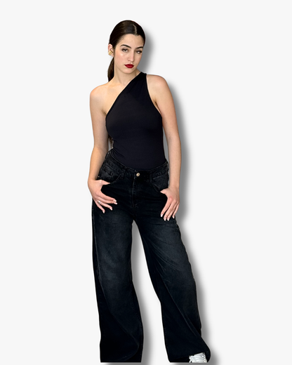 Black Baggy Jeans Regular Waist