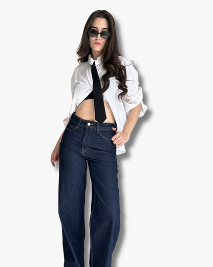 Wide-Leg High-Waisted Jeans