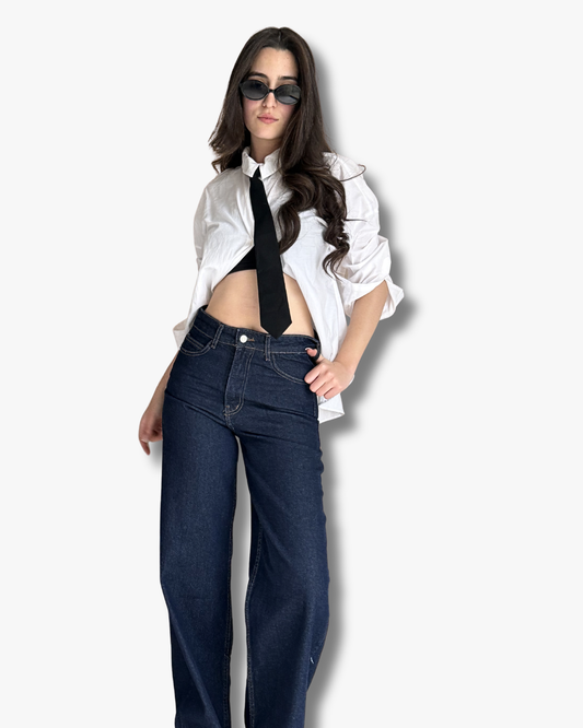 Wide-Leg High-Waisted Jeans