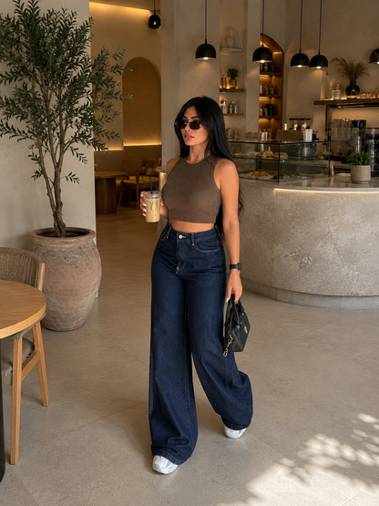 Wide-Leg High-Waisted Jeans