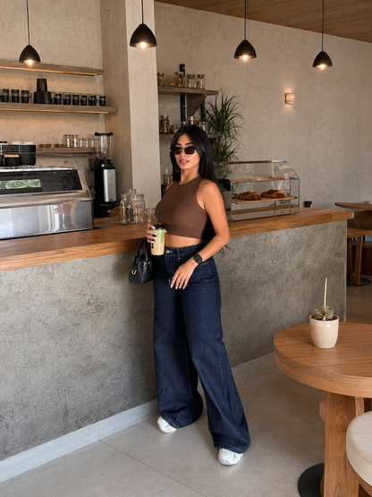 Wide-Leg High-Waisted Jeans