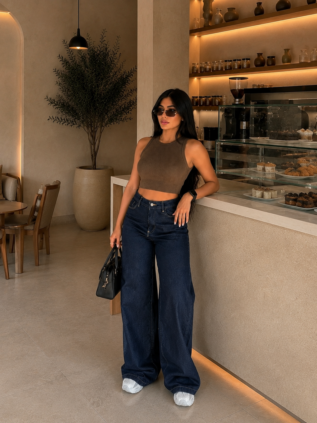 Wide-Leg High-Waisted Jeans